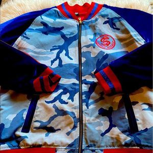 Custom camouflage coat.  “Keep it Positive”